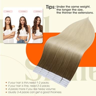 Full Shine Balayage Tape in Hair Extensions Human Hair Color 3/8/613 Brown And Blonde Tape in Extensions Remy Hair Extensions Tape ins 18Inch Seamless Invisible Straight Extension 50G 20Pcs for Women - Image 5