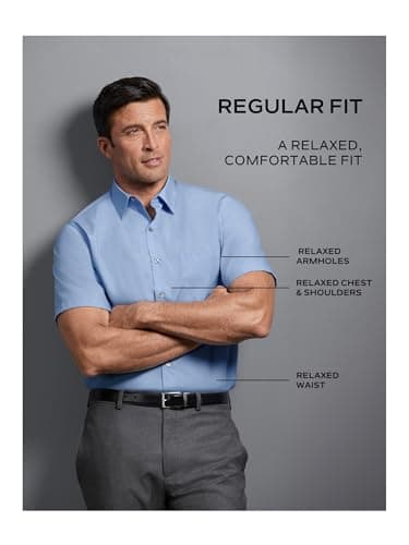 Van Heusen Men's Short Sleeve Dress Shirt Regular Fit Oxford Solid, White, Large - Image 4