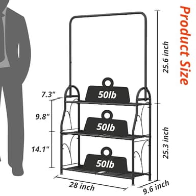 ECOESPTI Plant Stand, 3 Tier Moveable Tall Corner Hanging Plant Rack for Indoor Outdoor, Black Heavy Duty Metal Multiple Plant Shelf Holder for Garden Balcony Living Room - Image 5