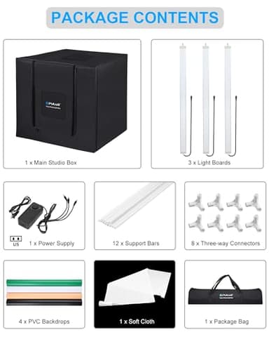 PULUZ 32"x32" Light Box Photography, Large Photo Light Box with 3 Stepless Dimming Light Panel, 234 LED Beads, Professional Photo Booth Shooting Tent Kit with 4 Color Backdrops for Product Photography - Image 7