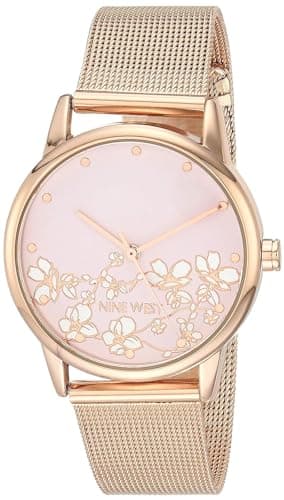 Nine West Women's Rose Gold-Tone Mesh Bracelet Watch, NW/2428FLRG - Image 1