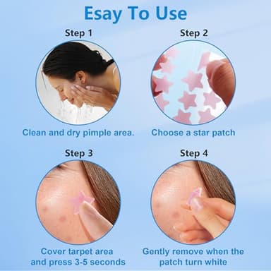 Jo Dominic Pimple stars Patches for Face, 4 Size 320 Counts Acne Patches, Hydrocolloid Patches for Covering Zits and Blemishes, Spot Stickers with Salicylic Acid, Tea Tree Oil - Image 6