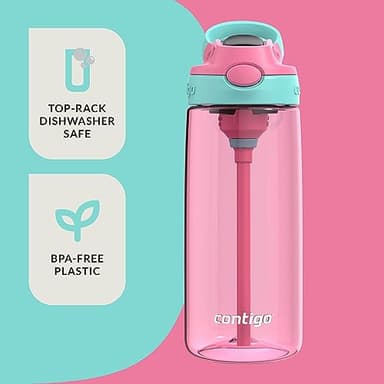 Contigo Aubrey Kids Water Bottle, 2-Pack, 20oz, Azalea/Jade & Blue Raspberry.Azalea, Spill-Proof Lid, Dishwasher Safe, BPA Free - Image 6