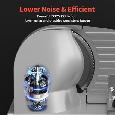 Meat Slicer, 200W Meat Slicer Machine for Home, DC Motor Quiet Deli Slicer with 2 Removable 7.5'' Stainless Steel Blades, Adjustable Dial for 0-15mm, Electric Food Slicer for Meat, Cheese, Bread - Image 2