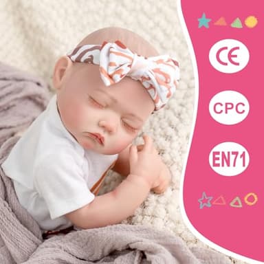 Jirachi Lifelike Reborn Baby Dolls, 18-Inch Adorable Real Life Full Body Vinyl Sleeping Baby Girl, Cute Realiatic Reborn Baby with Feeding Kits - Image 4