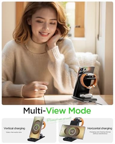 Wireless Charging Station for Samsung Wireless Charger Galaxy Watch 8/7/6/5/4/3 Active 2/1 Stand Galaxy S25 Ultra/S25/S24/S23/S22/S21/Note20/10 Z Fold Flip 7 Galaxy Buds3/2 Pro/Live Multiple Devices - Image 5
