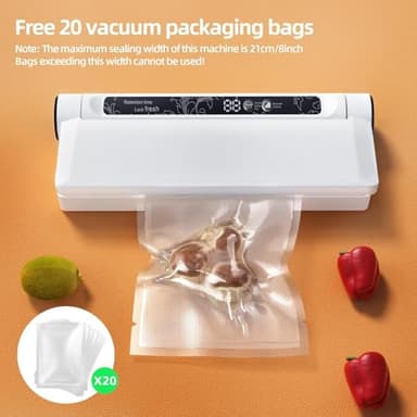 Food Storage Vacuum Sealer Machine, 75KPA Strong Suction, Dry/Wet Modes, 20 Vacuum Seal Bags for Food, Digital Countdown Timer, Compact Lightweight, Ideal for Home Kitchen Use - Image 6