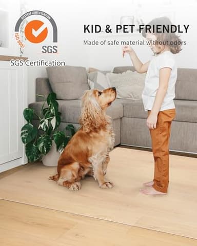 FURKIT Area Mat for Hard Floors, 5'×7' Transparent PVC Area Rug for Home, Waterproof Durable Protector for Dining Room, Kitchen, Living Room, Large No-Slip Baby Play Mat for Floor, Pet Litter Pad - Image 4