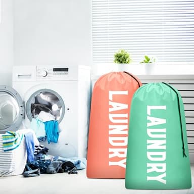 2 Pack XL Travel Laundry Bag, Machine Washable Dirty Clothes Organizer, Large Enough to Hold 4 Loads of Laundry, Easy Fit a Laundry Hamper or Basket (Light Pink + Light Blue) - Image 2