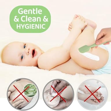 MAIKKB Baby Diaper Cream Spatula 3 Pack Diaper Spatulas Soft Silicone Diaper Cream Applicator Baby Butt Paste Spatula Brush with Suction Base,Full Size(Gray+Off-white+Green - Image 3