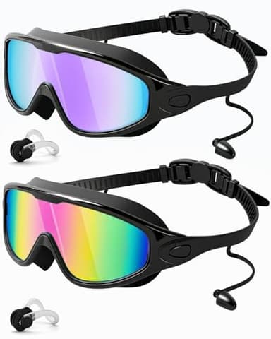 Rantizon Swim Goggles 2 Pack, Wide View Anti Fog&UV Swimming Goggles for Audlt, No Leaking Swim Glasses for Men Women Youth - Image 1