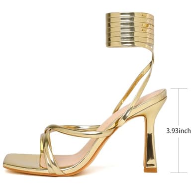 Mostrin Gold Strappy Heels for Women Lace Up Heels Tie Up Stiletto Heeled Sandals Square Open Toe High Heels for Prom, Party and Weddings Size 11 - Image 3