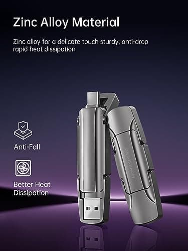 MOVE SPEED 1TB Flash Drive, External SSD with 1000MB/s Read Write Speed, USB 3.2 Gen2+Type C Dual Port Portable SSD, Thumb Drive for iPhone 15, 16, 17 Series/MacBook/Android Phone/Audio etc(1 Pack) - Image 6