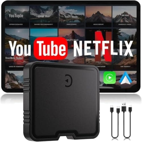 FSUM Wireless Carplay Adapter for iPhone with Netflix YouTube TF Card,Wireless AI Box Carplay Adapter & Android Auto Dongle Easy to Setup,Video Box Convert Wried to CarPlay Stream to Your Car