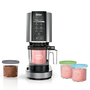 Ninja CREAMi | Ice Cream Maker Bundle | Includes (4)16 oz. Tubs for Gelato, Mix-ins, Milkshakes, Sorbet, Smoothie Bowls & More| 7 One-Touch Programs| Compact Size| Perfect for Kids | Silver - Image 1