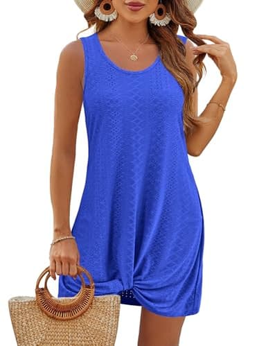 BKRIVE Womens Bathing Suits 2025 Swimsuit Coverup Beach Dresses Cruise Outfits Vacation Essentials Blue L - Image 3