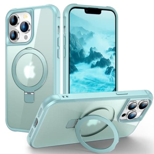 PIXIU Strong Magnetic for iPhone 13 Pro case Compatible with Mag-Safe, Built-in Invisible Stand,Military Shockproof Slim Protective Matte Phone Cover for iPhone 13 Pro 6.1" -Teal