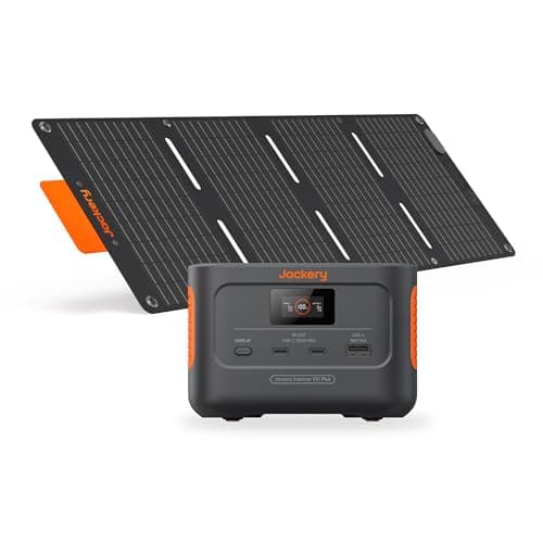 Jackery Explorer 100 Plus with 1xSolarSaga 40W mini, 99Wh LiFePO4 Battery Power Bank, 3-Port 128W Portable Charger, PD 3.0 Fast Charge, Compatible with MacBook Pro/Air, iPhone 15/14/13 Series - Image 1