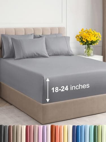 Extra Deep King Sheet Set - 6 Piece Breathable & Cooling Sheets - Hotel Luxury Bed Sheets Set - Easy & Secure Fit - Soft, Wrinkle Free & Comfy Sheets Set - Steel Blue Sheet Set with Extra Deep Pockets - Image 2