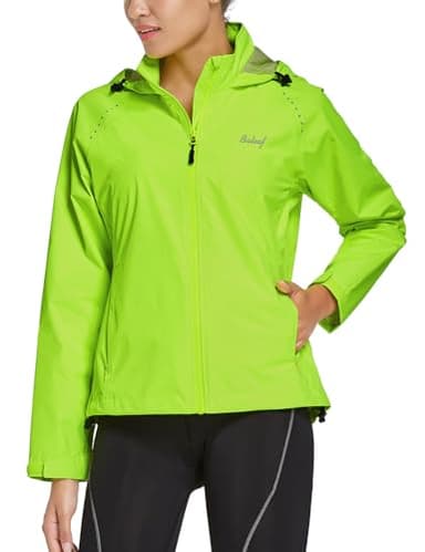 baleaf Women's Rain Jackets Running Waterproof Windbreaker Windproof Lightweight Cycling Jacket Reflective Packable Hooded Yellow XL - Image 2