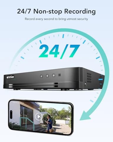 ANNKE 16CH 1080P Lite Hybrid 5-in-1(TVI/AHD/CVI/CVBS/IPC) CCTV DVR, Motion Detection, H.265+ Security 16 Channel Surveillance Digital Video Recorder with 2TB Hard Drive, Easy Remote Access - Image 8