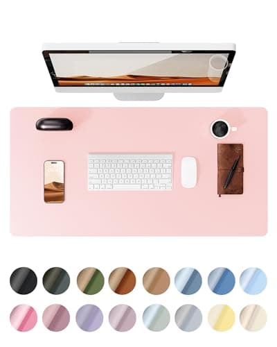 YSAGi Leather Desk Protector, Office Mat, Large Mouse Mat, Non-Slip PU Leather Blotter, Laptop Desk Pad, Waterproof Writing Pad for Office and Home (Light Pink, 31.5" x 15.8") - Image 1