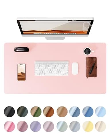 YSAGi Leather Desk Protector, Office Mat, Large Mouse Mat, Non-Slip PU Leather Blotter, Laptop Desk Pad, Waterproof Writing Pad for Office and Home (Light Pink, 31.5" x 15.8") - Image 1