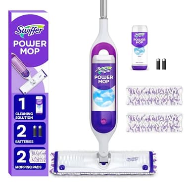 Swiffer PowerMop Multi-Surface Mop Kit for Floor Cleaning, Includes PowerMop, 2 Mopping Pad Refills, 1 Cleaning Solution with Fresh Scent and 2 Batteries - Image 1