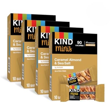 KIND Minis Healthy Snack Bar, Caramel Almond & Sea Salt, 3g Sugar, Gluten Free Bars, 0.7 OZ, (80 Ct) - Image 1