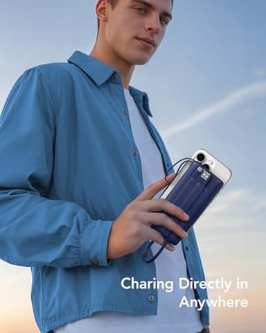 VRURC Portable Charger Power Bank, 10000mAh Travel Essentials, 5 Outputs 2 Inputs Slim Battery Pack Built-in Cables Cords Compatible with iPhone,Samsung,Android-Navy Blue(1 Pack) - Image 8