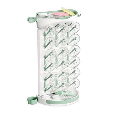 Momcozy DIY Larger Bottle Drying Rack for 18 Bottles, Space Saving Countertop Vertical Rack with Brushes Holder, Detachable Travel Bottle Rack for Baby Accessories & Pump Parts - Image 1