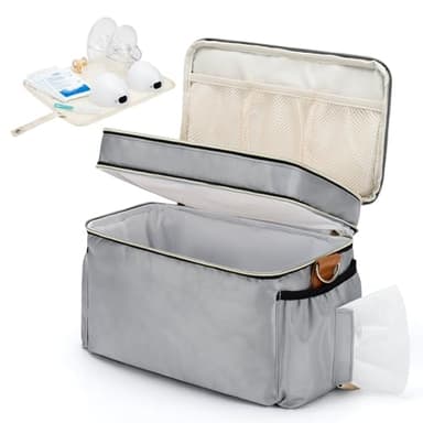 GDNasist Breastmilk Cooler Bag with 6 Ice Pack, Wearable Breast Pump Bag Compatible with Willow, Elvie, Medela & Momcozy M5/S12 Pro Pumps & Accessories for Work, Travel and Family Use Grey - Image 8