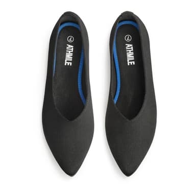 ATHMILE Pointed Toe Flats for Women Dressy Black Work Shoes Business Casul Knit Ballet Flats Slip on Office Ladies Comforttable Dress - Image 1