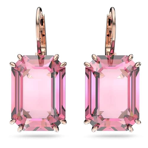 Swarovski Millenia Earrings, Octagon cut crystal, Pink, Rose-gold tone plated - Image 1