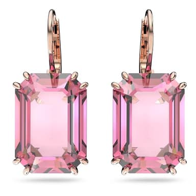 Swarovski Millenia Earrings, Octagon cut crystal, Pink, Rose-gold tone plated - Image 1
