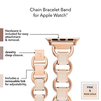 WITHit Anne Klein Fashion Chain Bracelet for Apple Watch, Secure, Adjustable, Apple Watch Replacement Band, Fits Most Wrists (38/40/41mm, Blush and Rose Gold) - Image 4