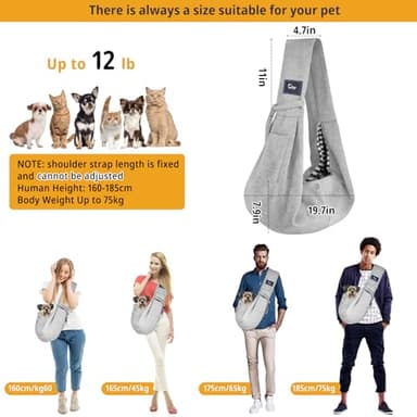 CUBY Dog and Cat Sling Carrier - Hands Free Reversible Pet Papoose Bag - Soft Pouch and Tote Design - Suitable for Puppy, Small Dogs Cats Outdoor (Classic Grey) - Image 6