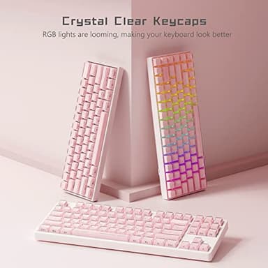 Womier Jelly Keycaps-Crystal Cute Keycaps Pink 60 65 75 100 Percent, Side Printed Elegant Key caps Custom113 Keys, OEM Profile for 61/68/84/87/98/100 Cherry Gateron MX Mechanical, Pink - Image 3