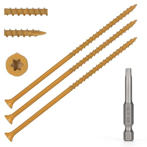 Bobibbi Wood Screws #10 x 5’’, T25 Star Torx Drive Flat Head Deck Screws, Tan, 42Pcs (1lb) - Image 1