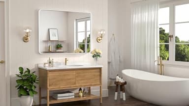 Keonjinn Matte White Bathroom Mirrors for Over Sink 40 x 30 Inch Large Rounded Rectangle Bathroom Mirror for Wall, Seamless Metal Frame Farmhouse Mirror, HD Tempered Glass(Horizontal/Vertical) - Image 9