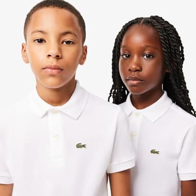 Lacoste Unisex-Child Short Sleeve Classic Pique Polo, White, 10 - Image 5