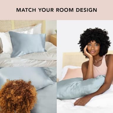 Kitsch Satin Pillowcase with Zipper for Hair & Skin, Softer Than Silk Pillow Cases Queen, Wrinkle-Free, Smooth and Cooling Satin Pillow Covers, Standard Size 19"x26", Haze Blue - Image 4