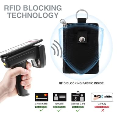 MASAPHlL Small Lanyard Wallet for Women/Men with RFID Blocking ID Card Wallet, Minimalist Nylon Zipper Pouch, Travel Neck Wallet with Keychain, ID Window for Card,Coin,Cash (Black) - Image 5