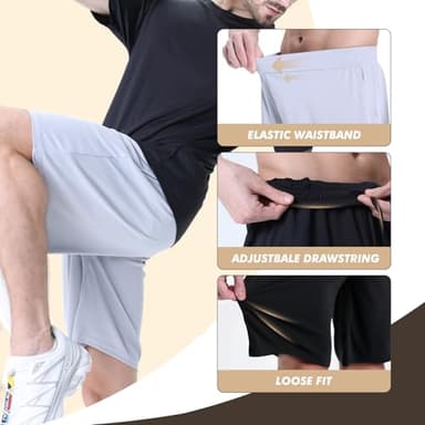 7 Pack Mens Athletic Shorts - Gym Basketball Running Workout Quick Dry Black Shorts with Pockets for Casual Performance - Image 3