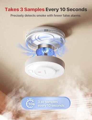 X-Sense Smoke Alarm, 10-Year Battery Fire Alarm Smoke Detector with LED Indicator & Silence Button, SD2J0AX, Pack of 5 - Image 3