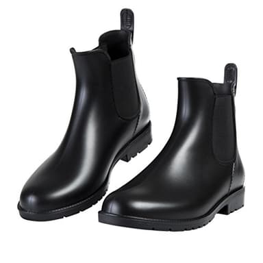 Asgard Women's Ankle Rain Boots Waterproof Chelsea Boots, Black 38 (Size 7.5) - Image 3