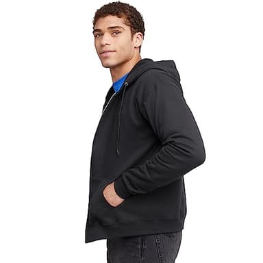 Hanes Men's Full-Zip Eco-Smart Hoodie, Black, Small - Image 4
