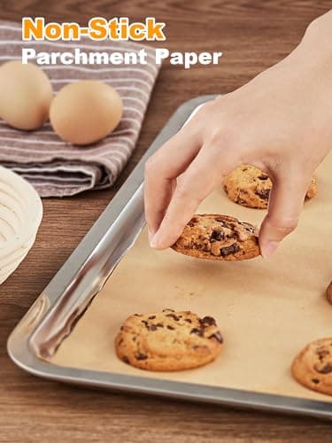 SMARTAKE 50 Pcs Parchment Paper Baking Sheets, 9x13 Inches Non-Stick Precut Baking Parchment, for Baking Grilling Air Fryer Steaming Bread Cup Cake Cookie and More (Unbleached) - Image 3