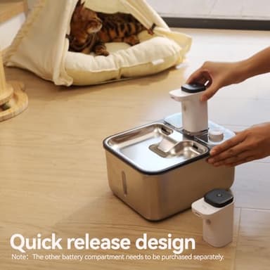 Stainless Steel Cat Water Fountain Wireless for Cats Indoor, Automatic Metal Dog Water Dispenser,Cordless Battery Operated Pet Drinking Fountain,Rechargeable Waterer with Motion Sensor 123oz, Gray - Image 7