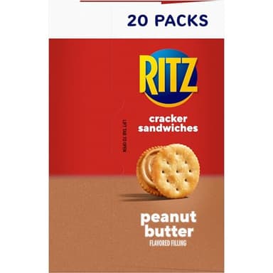 RITZ Peanut Butter Sandwich Crackers, Lunch Snacks, 20 Snack Packs (6 Crackers Per Pack) - Image 14